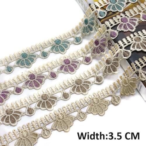 13 meters / Lot 3.5cm Wide Free Shipping Embroidery Water Soluble Lace Fabric Decoration Garment Curtain Sofa Accessories Trim