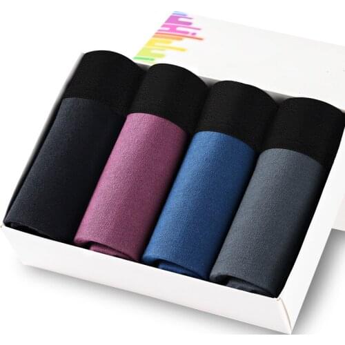 4 Pcs/Lot New High-Quality Cotton Noble Sexy Men Underwear Antibacterial Soft Comfortable Men Boxer Briefs