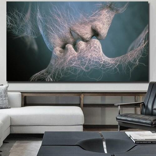 Canvas Painting Abstract Print Love Kiss Poster Pictures Home Decor Bedroom Living Room Decoration Wall Art