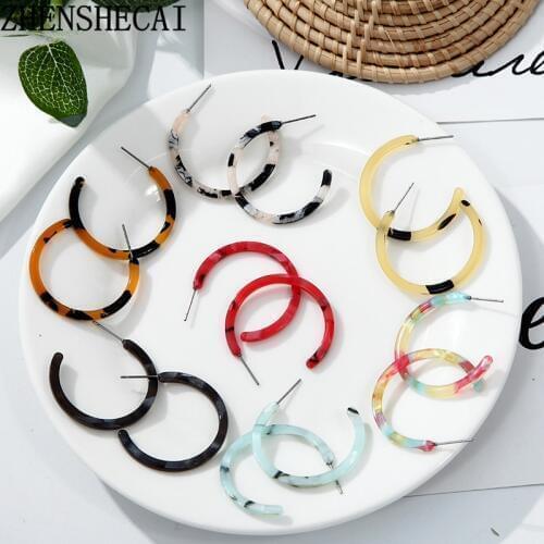 Acrylic Acetate Earrings Jewelry 2020 Women Hoop Earring Bohemian Leopard Pendant Statement Fashion Circular Luxury Accessories