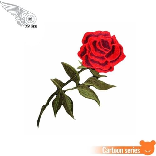 Rose Applique Embroidery iron on Patch 5PC DIY Resplendent Flower Red Rose Blossom Elegant and extravagant
