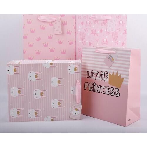 AVEBIEN 12pcs Rabbit crown paper packaging bags baptism gift bags clothes bolsas de papel Baby shower cookie bag kado zakjes