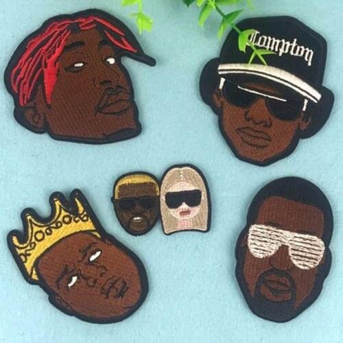 Black band Rock Hip hop Boy embroidery patch cloth stickers iron 3D African people badge on denim clothes washable