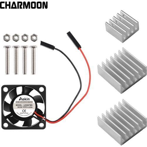 For Raspberry Pi 3 B+ Brushless CPU Cooling Fan DC 5V with 3 Pcs Aluminum Heatsinks for Raspberry Pi 3b, 2b, Pi Model