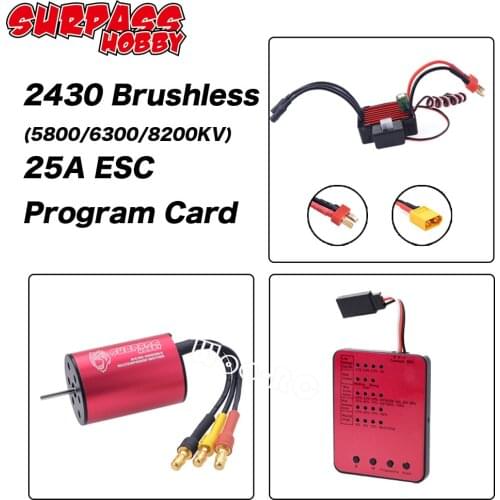 SURPASS HOBBY motor Waterproof 2430 Brushless Motor 25A ESC Program Card 6300KV for 1/16 1/18 RC Drift Car Traxxas Trx4