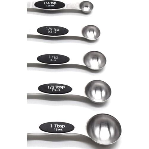 5pcs/set Double Head Stainless Steel Measuring Spoons with Magnetic Snaps