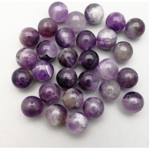 Fashion Nature purple crystal Stone beads charm round half hole beads for jewelry making Wholesale 50pcs/lot