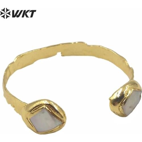 MPB021 WKT Exclusive double pearl gold bangle 2020 new popular adjustable size pearl cuff bangle fashion women party bangle