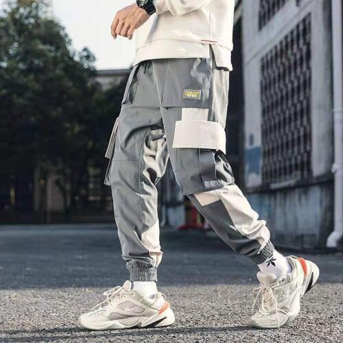 Pants Men Cargo Pants Streetwear Joggers Harem Hip hop Pants Elastic waist Loose Baggy Ankle length Trousers Korean Style Men
