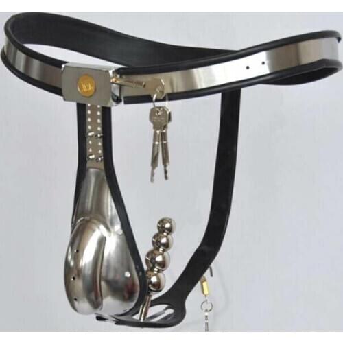 Stainless Male Adjustable Curved Chastity Belt Type with Plug Devices Chastity Metal Small Dildo Virgin