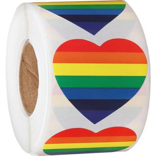 500 Pcs Rainbow Love Heart Stickers 1.5Inch Valentines Day Stickers Gift Decor Labels for Wedding Party Festival DIY Decoration
