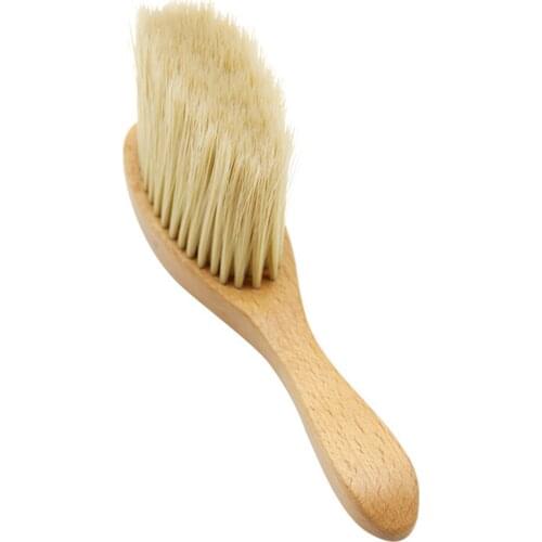 Barber Nylon Hair Brush With Wood Handle Hairdressing Sweeping Brush Daily Use Hair Cleaning Tool 17x3.7cm