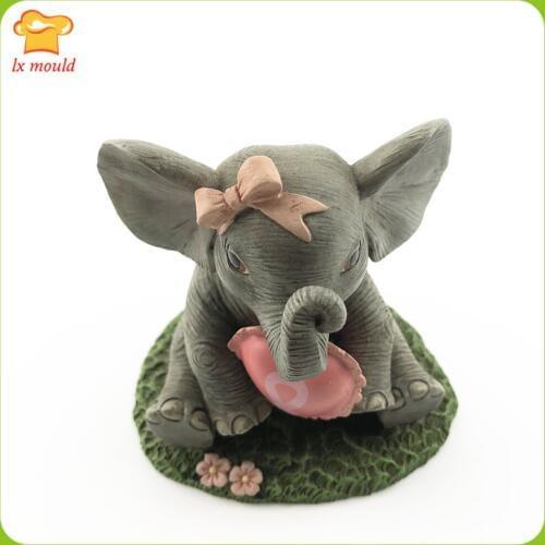 Lxyy mould new elephant silicone mold elephant baby mould forest animal