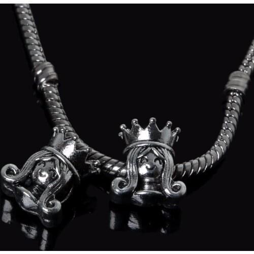New Style 10pcs 13*14*11mm Silver Plated Queen Big Hole European Beads Charm Fit Bracelet DIY Handmade Jewelry