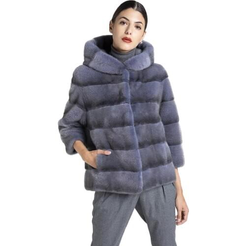 TOPFUR Real Fur Coat Women Winter Coat Women Genuine Leather Jacket Imported Mink Fur Coat With Hooded Fashion Mink Fur Jackets