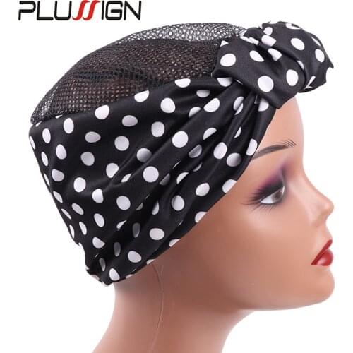 Plussign Headband Wig Cap For Crochet Braid Breathable Big Hole Crochet Wig Caps With Flower Headband Wig Making Base 1Pcs/Lot