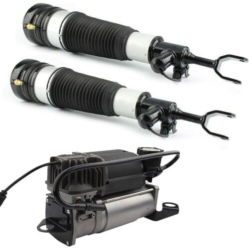 Pair Front Air Struts & compressor pump For Audi A6 S6 quattro Avant Allroad C6 /4F 4F0616005 4F0616039AA
