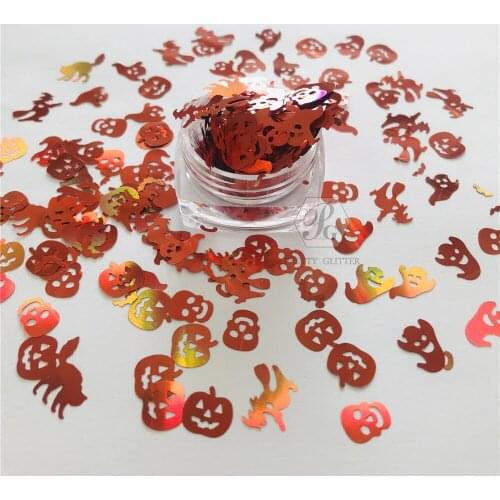 PrettyG 1 Box Halloween Pumpkin Cat Ghost Witch Skull Shape Festival Party Body Art Handwork DIY Facepainting Crafts Decoration
