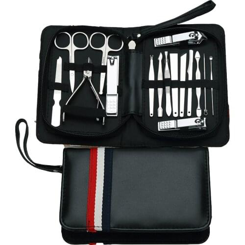 PU Leather Portable Manicure Nail Stainless Steel Complete Clippers Pedicure Set Travel Hygiene Kit Nail Cutter Tool