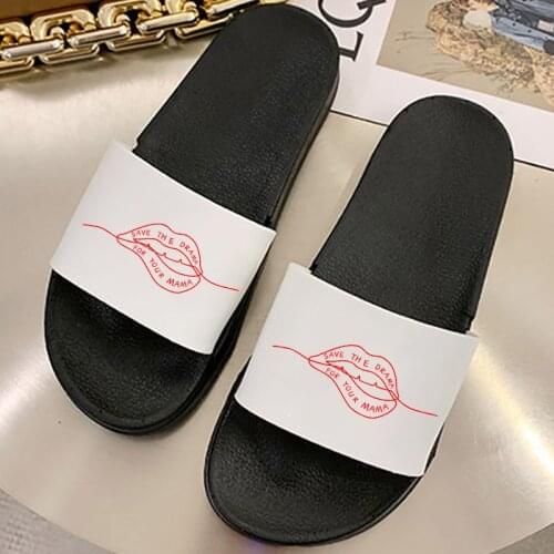 Sandals For Women 2021 Home Flip Flops Lips Print Women Shoes Slides Bathroom Non-slip Fashion Women Slippers Plus Size 41