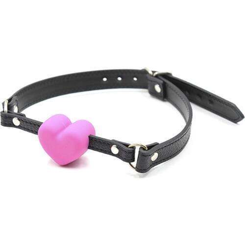 Heart-shaped Silicone Ball Mouth Gag Bondage Open Mouth Stuffed Gag BDSM Fetish Restraints Sex Toy Exotic Accessories