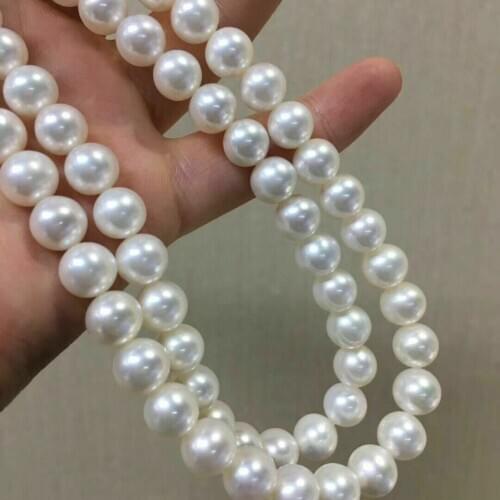 Top Grading AAAA Japanese Akoya 7-8 8-9mm white pearl Necklace 36" 14K Gold Clasp
