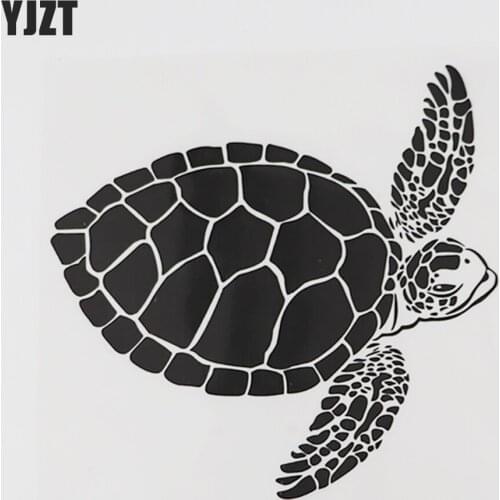 YJZT 15.6CM×14.9CM Personality Swimming Sea Turtle Black/Silver Decal Car Stickers Vinyl 13D-1188