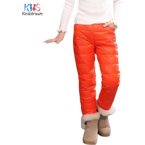 Kindstraum 2018 Winter Children Thick Down Pants High Cotton Kids Straight Wear Brand Solid Trousers for Girls,RC1555