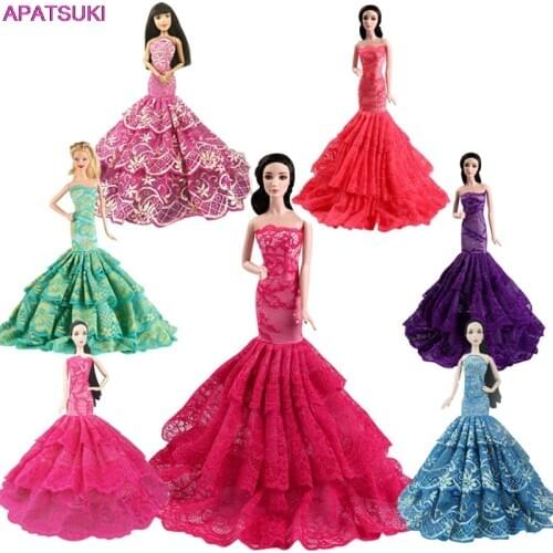 1pc Fashion Off Shoulder Strapless Formal Prom Dress For Barbie Doll Evening Party Gown Dresses for 1/6 BJD Doll Accessories Toy