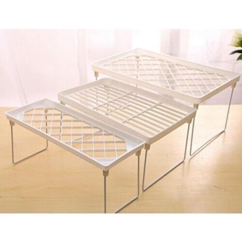 1Pcs Storage Rack Shelf Foldable Holder Organizer Stackable Kitchen Bathroom Cupboard Shelving Holders
