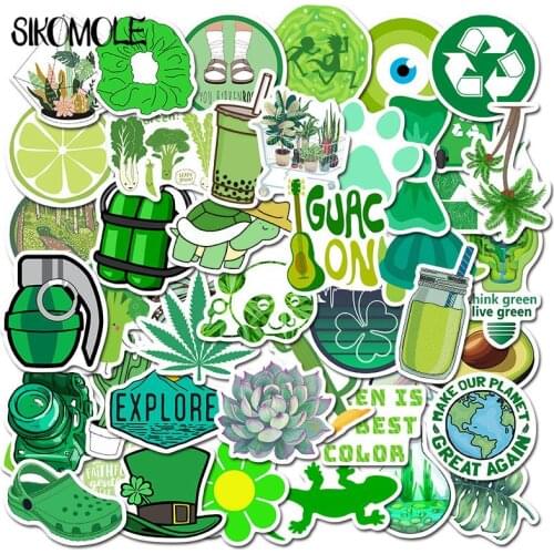 50pcs Funny Green Cartoon Sticker Anime Laptop Stickers Skateboard Motorcycle Girl Toys For Children Kids Cool Animal Sticker F4