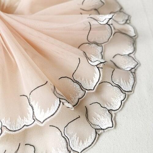 10Meters Handmade Embroidery Lace Trim Tulle Wedding Hair Bow Clothes DIY Craft 19cm Wide Fabric Sewing