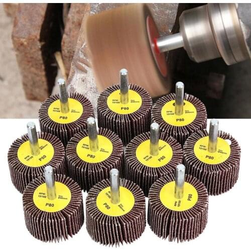 10pcs Handle Louver Grinding Head Polishing Rotary Tool Impeller 40*25*6 Sandpaper Wheel
