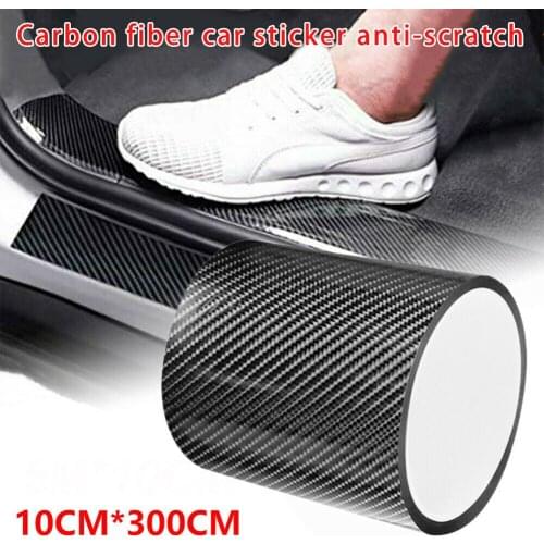 10cm*300cm Carbon Fiber Car Stickers DIY Paste Protector Strip Auto Door Sill Scuff Anti Scratch Tape Waterproof Protection Film
