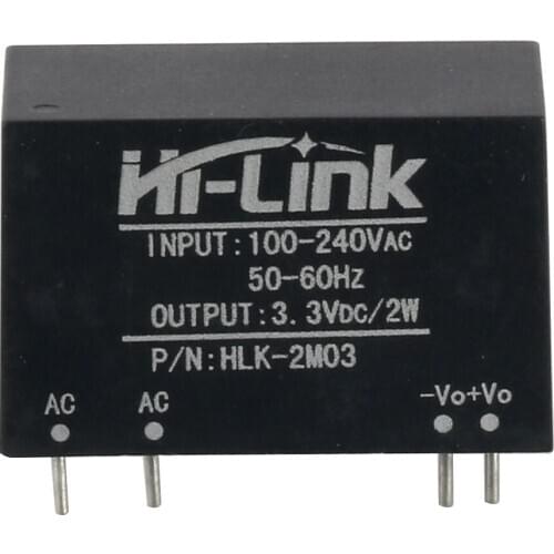 2PCS HLK-2M03 AC-DC 220V to 3.3V600mA Mini Isolation Switch Power Supply Module Low Ripple Regulator