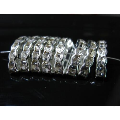 20 Silver Colour Crystal Rhinestone 3-hole Spacer Bar Bracelet