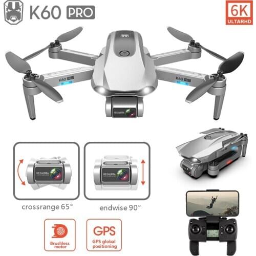 2020 K60 drone 6k HD dual camera two axis gimbal 5G WIFI FPV foldable RC Quadcopter flying 25 minutes drone 4k professional