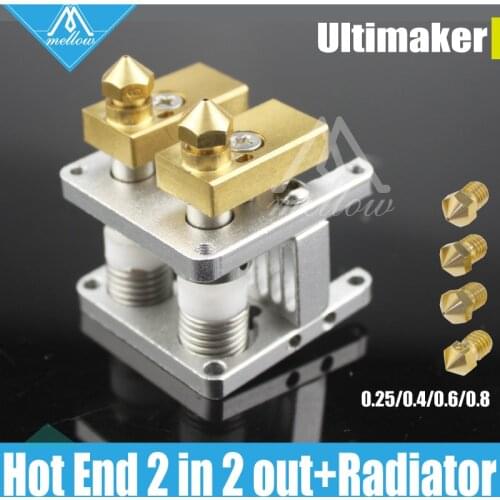 3D printer Heaterblock Ultimaker 2+UM2 Extended double Olsson block kit interchangeable nozzle+Heat Sink hotend for 1.75/3mm