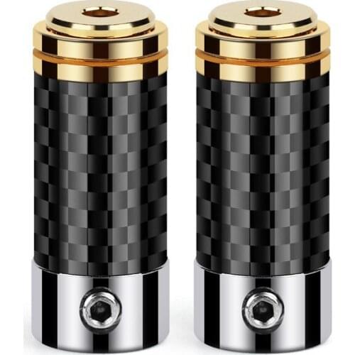 4 Poles Gold Plated jack 2.5 Hifi 2 5 Headphone Plug Female Connector For 7.2mm Speakon Audio Adapter Solder Carbon Fiber Shell