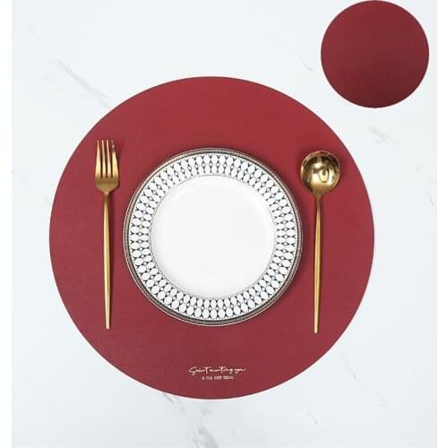8PCS Dinner Table Mats Insulation Pad Set 4PCS Round Faux Leather Placemats+4PCS Coasters Water and Oil lnsulation Wipeable Mats