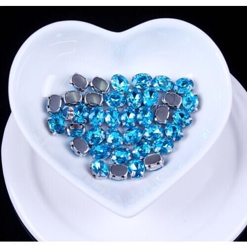 AB Colors Rhinestone Oval Four Claw Rhinestones Diamond Flat Back Rhinestones Sewn Handiwork Applique for Shoes Crafts Decor F