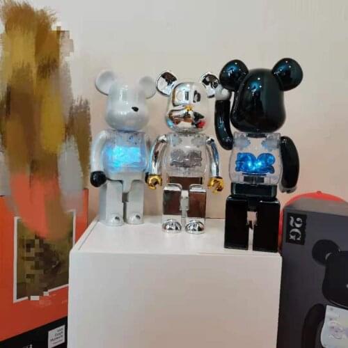 Bearbricklys 400% 28cm Colorful Beads Light 2G Pvc Action Figures Blocks Bear Dolls Models Friends Toys Christmas Gifts