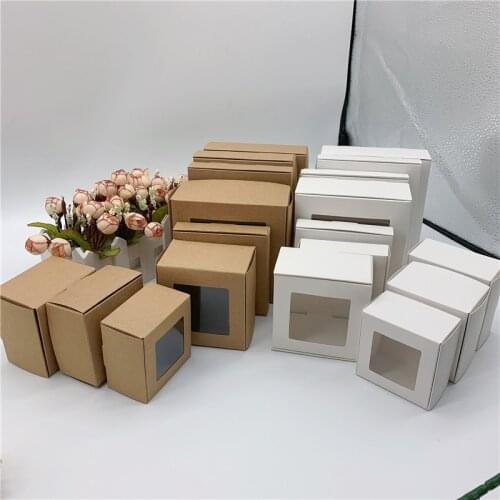 Big Promotion For South Korea 25Pcs Kraft Paper Candy PVC Windows Boxes Birthday Party Supply Accessories Packaging Box