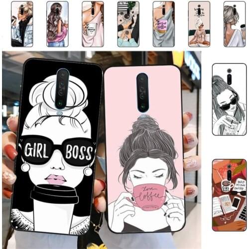 RuiCaiCa Princess Female boss coffee Phone Case for Redmi 5 6 7 8 9 A 5plus K20 4X S2 GO 6 K30 pro
