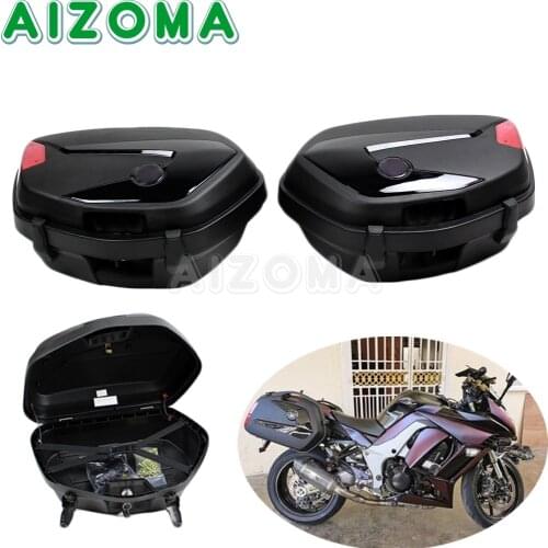 20L Black Side Boxes Motorcycle Rear Luggage Storage Tool Box Case Lock Trunk w/ Mounting Kit For Kawasaki Yamaha Honda Suzuki