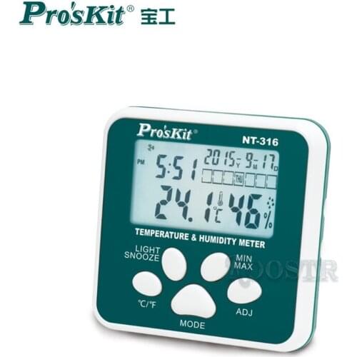 Proskit digital thermometer and hygrometer high precision industrial household indoor electronics with backlight NT-316