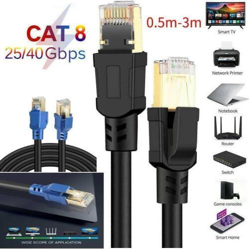 0.5M-2M Cable Cat8 Lan Cable UTP RJ 45 Network for Modem Router Ethernet 2000Mhz For USB HUB Xbox For PC Laptop MacBook Pro 2019