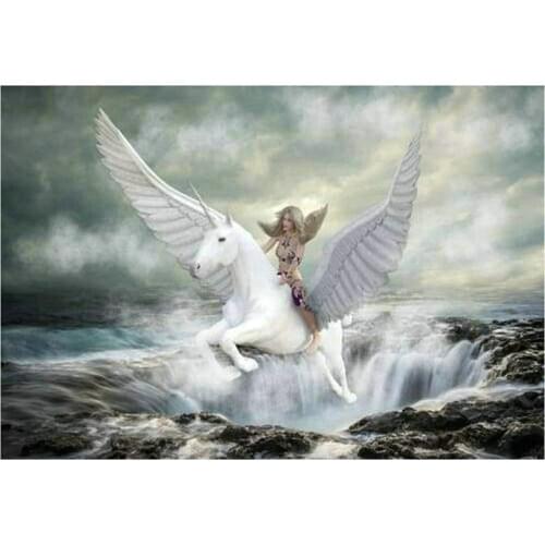 Full square / round diamond painting unicorn wings girl diy 5d diamond mosaic animal icon handmade embroidery crafts diamond art