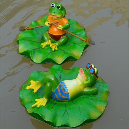 Creative Resin Floating Frogs Statue Outdoor Garden Pond Decorative Cute Frog Sculpture For Home Desk Garden Decor Ornament