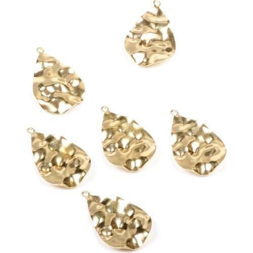 Brass Drop Charms, Wavy Drop Earring F Earrings Findings,Raw Brass Pendant, Drop shaped Earrings Brass Charm,33mmx20mm-RB1005